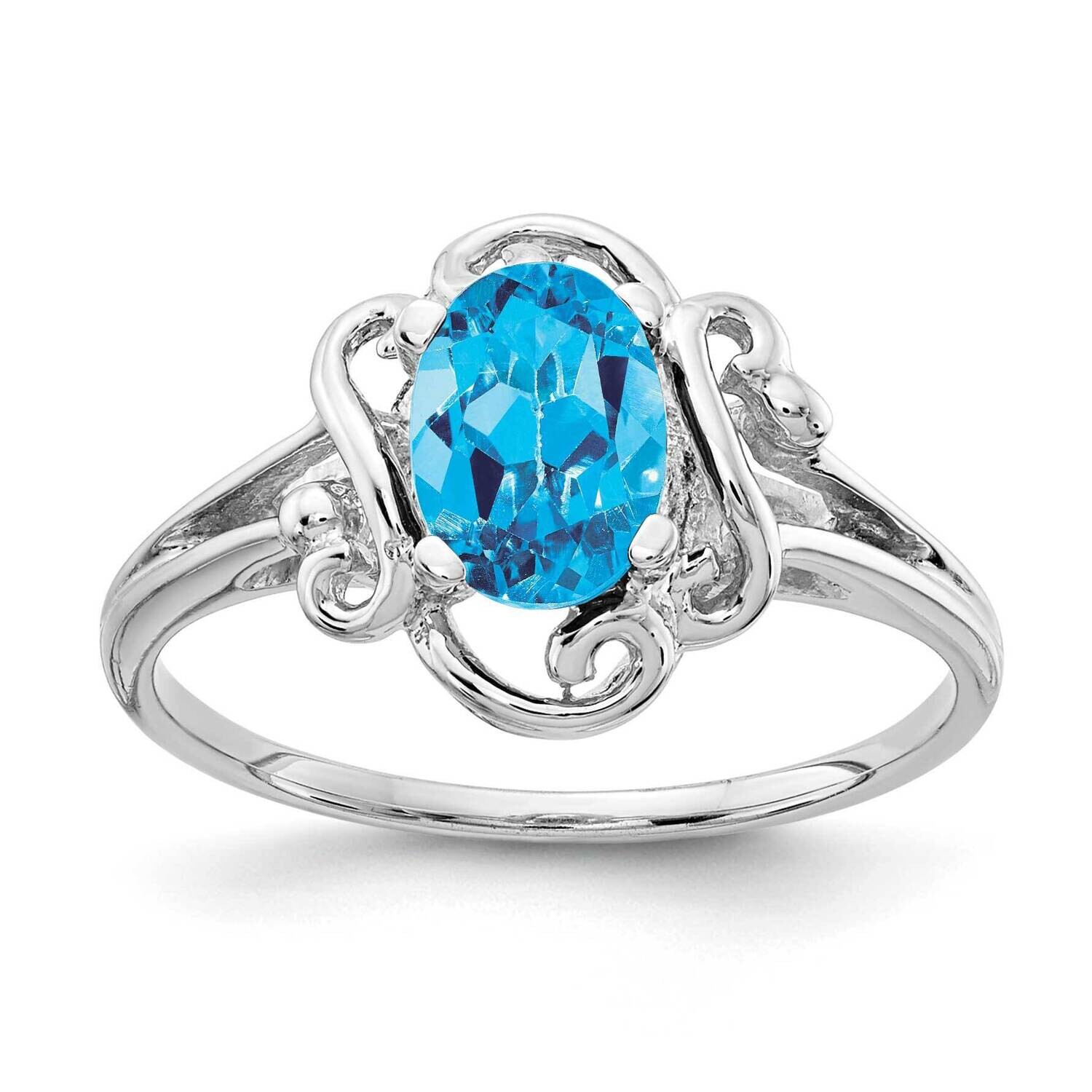 Blue Topaz Ring 14k white Gold 7x5mm Oval Y2228BT, MPN: Y2228BT, 883957551180