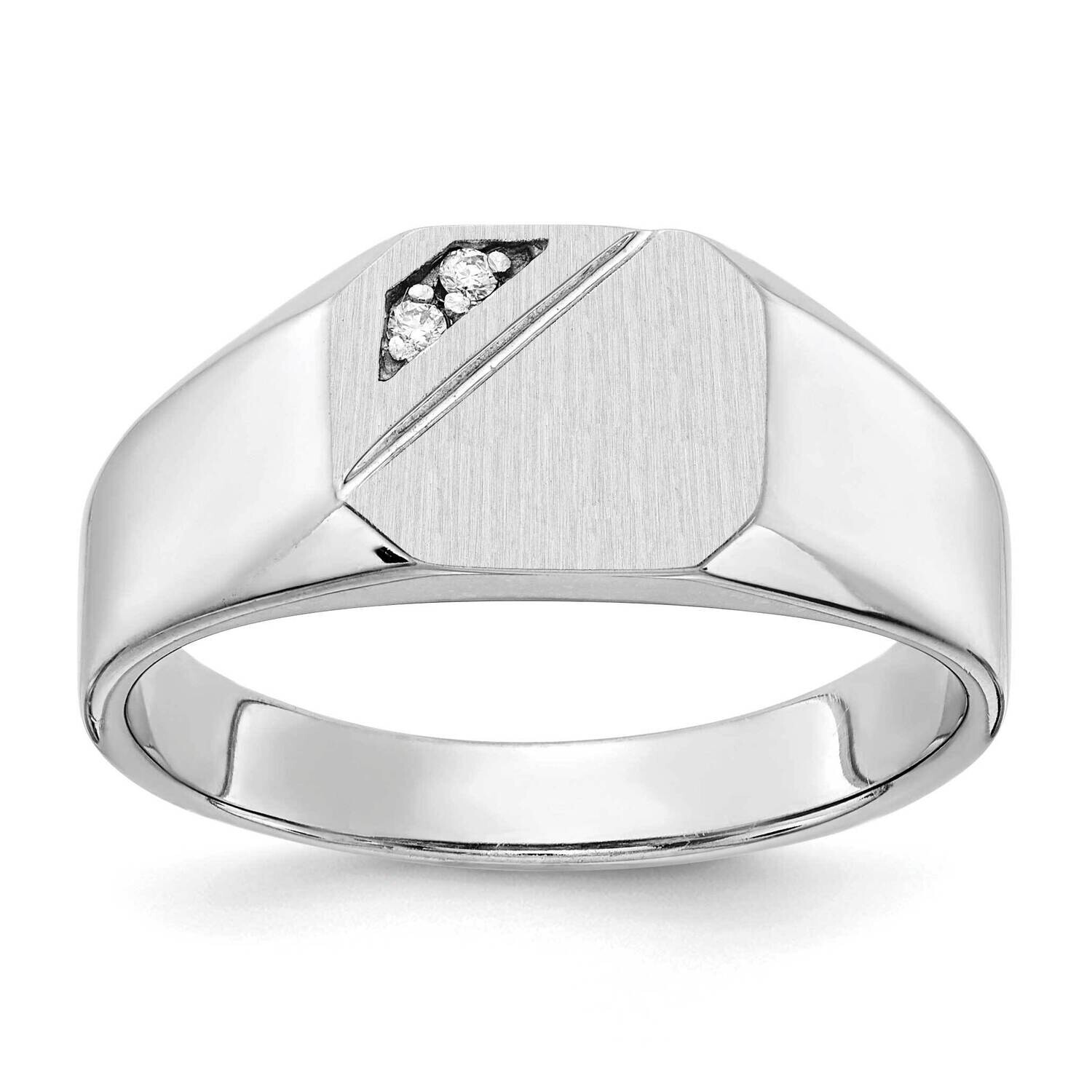Diamond signet ring 14k White Gold Y1626AA