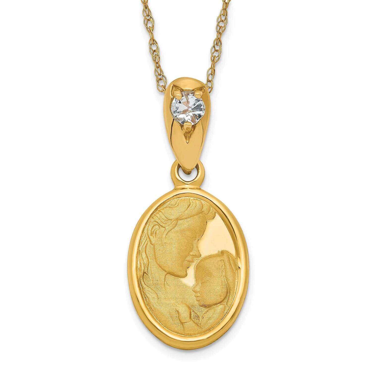 Heaven&#39;s Gift with 18 Inch chain March Necklace 14k Gold XU692