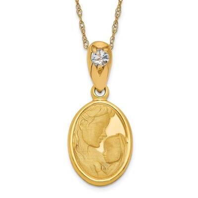Heaven&#39;s Gift with 18 Inch chain March Necklace 14k Gold XU692