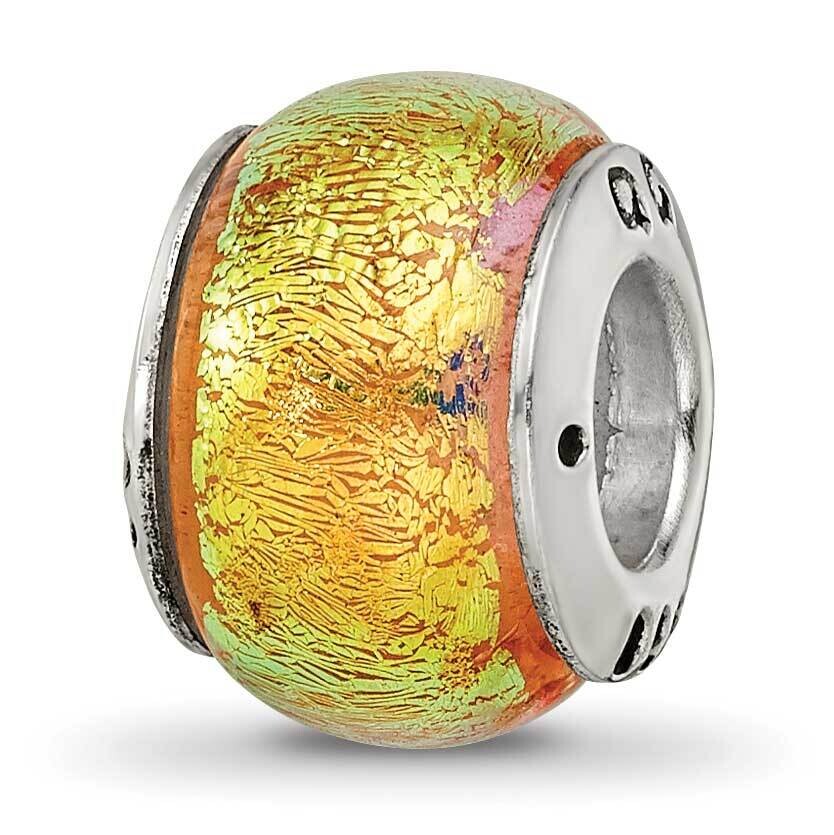 Yellow Dichroic Glass Bead - Sterling Silver QRS1442, MPN: QRS1442, 883957305585