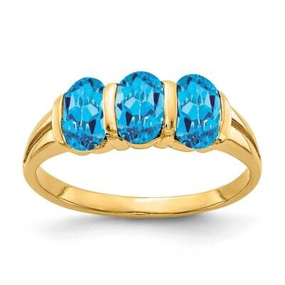 Blue Topaz Ring 14k Gold 6x4mm Oval Y2034BT, MPN: Y2034BT, 883957673080