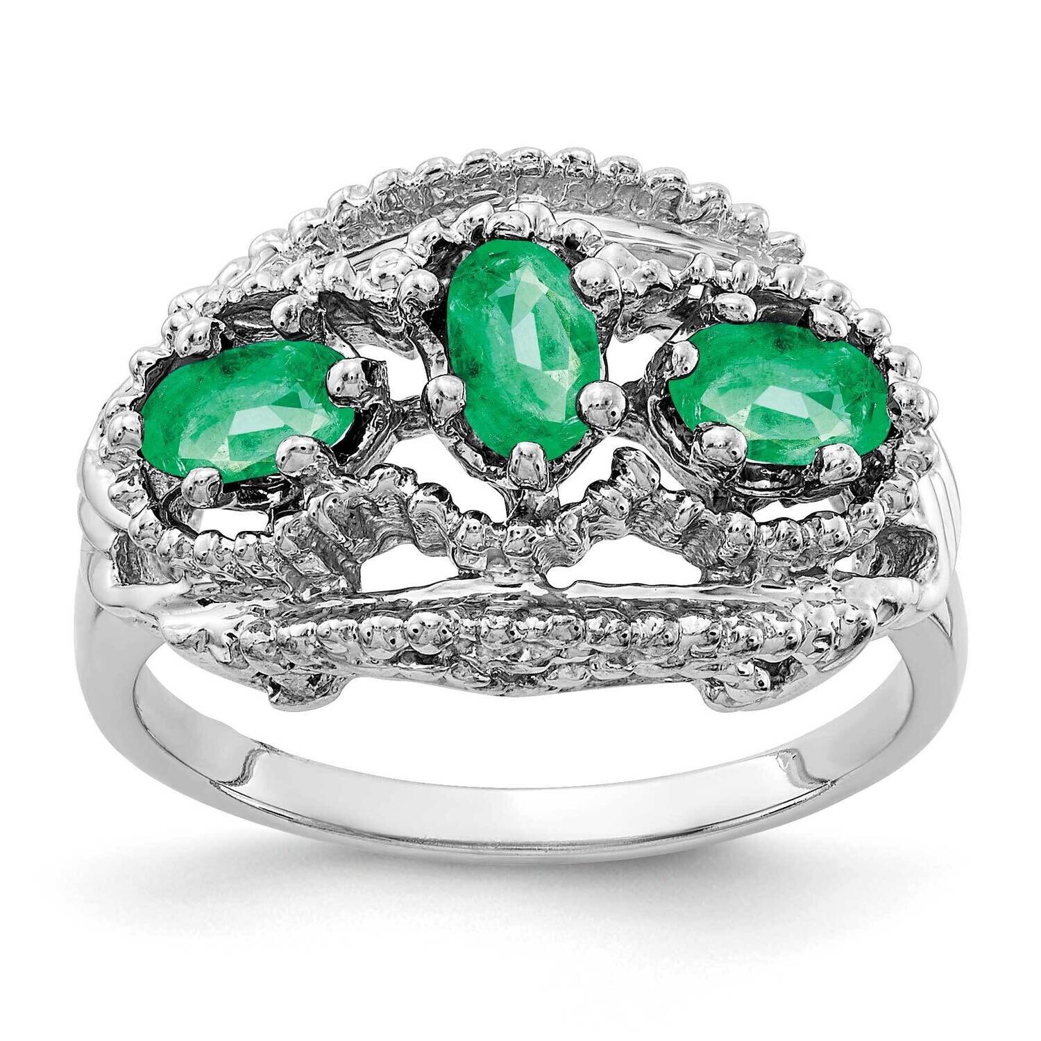Emerald Ring 14k white Gold 5x3mm Oval Y2060E, MPN: Y2060E, 883957682228