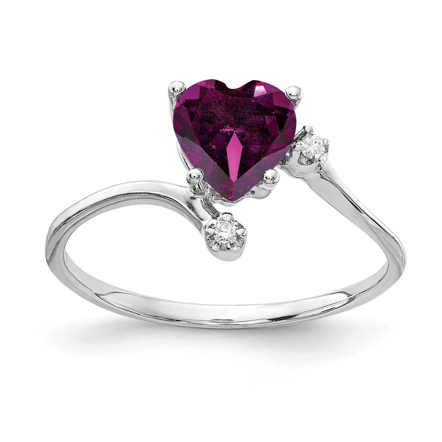 6mm Heart Rhodolite Garnet Diamond Ring 14k White Gold Y2155RG_AA, MPN: Y2155RG_AA, 883957658810