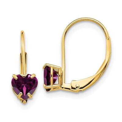 5mm Heart Rhodolite Garnet Leverback Earrings 14k Gold XLB120RG, MPN: XLB120RG, 883957129679