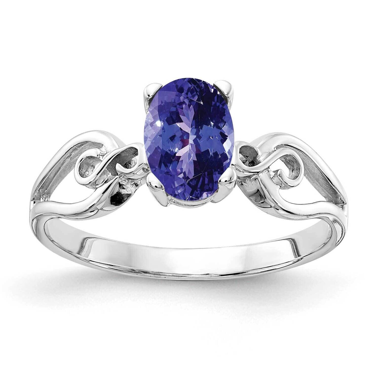Tanzanite Ring 14k white Gold 8x6mm Oval Y2236T