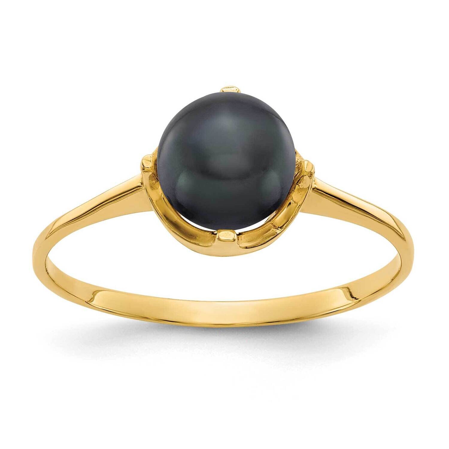 6.5mm Black Fresh Water Cultured Pearl Ring 14k Gold Y1926BP, MPN: Y1926BP, 883957073330