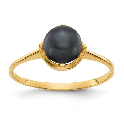 6.5mm Black Fresh Water Cultured Pearl Ring 14k Gold Y1926BP, MPN: Y1926BP, 883957073330