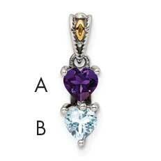 2-Stone Mother&#39;s Pendant Mounting Sterling Silver Antiqued 14k QMPD16/2, MPN: QMPD16/2,