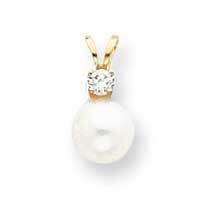 7mm Cultured Pearl & .11ct. Diamond Pendant Mounting 14k Gold XD22