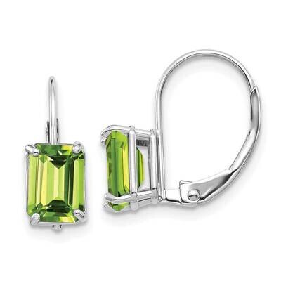 7x5mm Emerald Cut Peridot Leverback Earrings 14k White Gold XLB124WPE, MPN: XLB124WPE, 883957130811