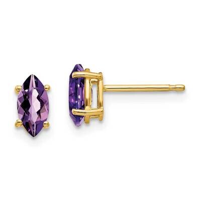 7x3.5mm Marquise Amethyst earring 14k Gold XE103AM, MPN: XE103AM, 883957089560
