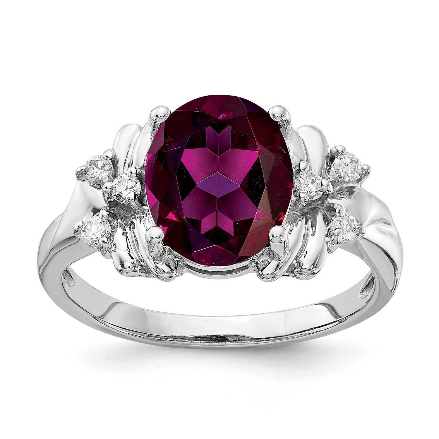 10x8mm Oval Rhodolite Garnet Diamond Ring 14k White Gold Y2240RG_AA, MPN: Y2240RG_AA, 883957618548