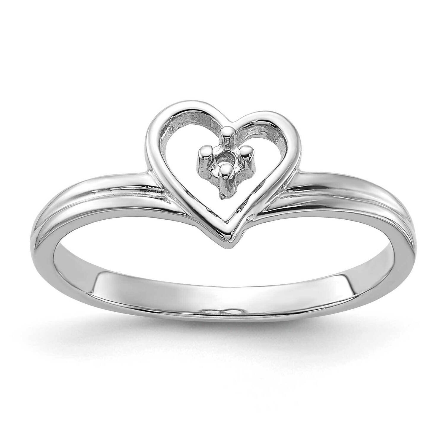 Polished .03ct. Diamond Heart Ring Mounting 14k White Gold Y1781