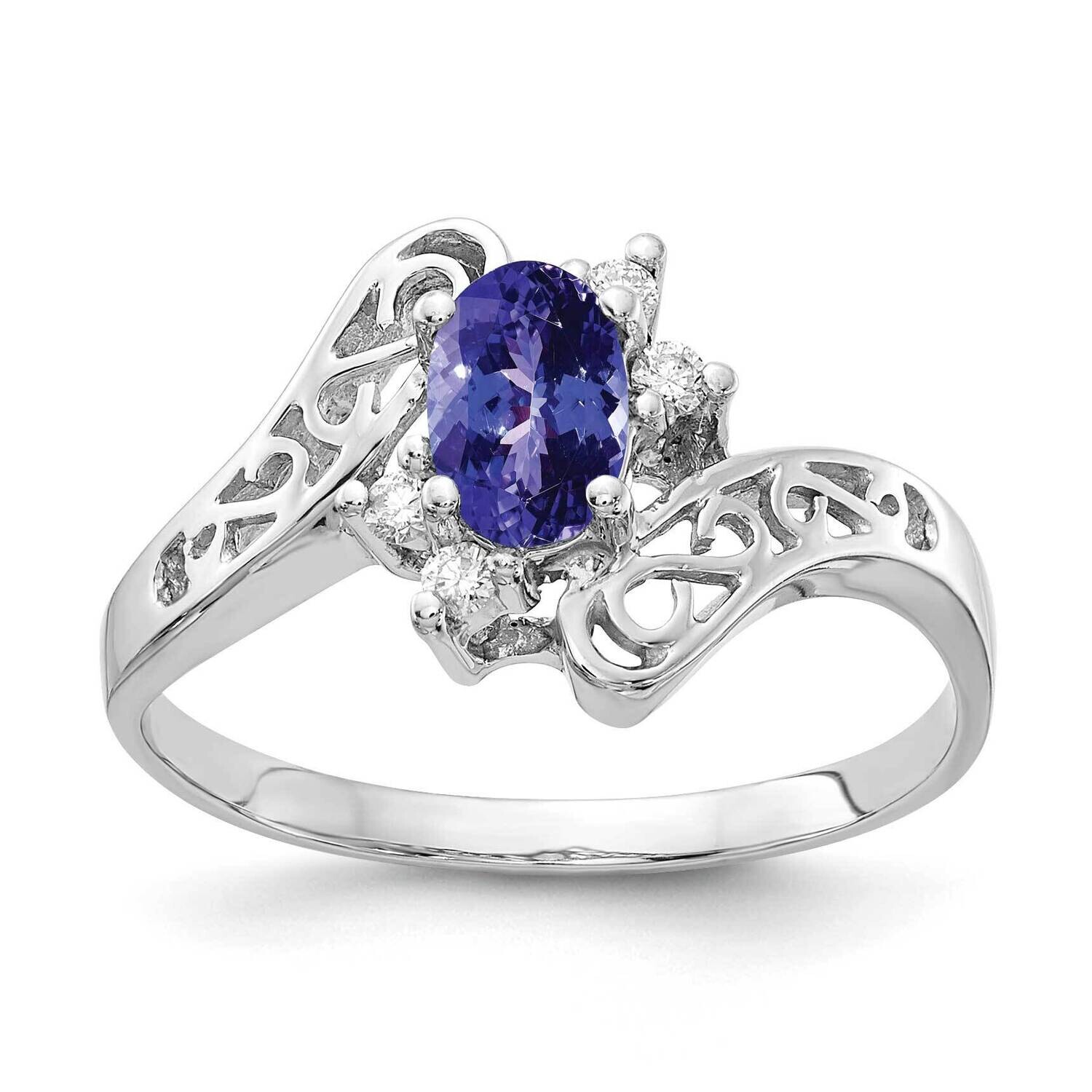 6x4mm Oval Tanzanite Diamond Ring 14k White Gold X9734T_AA, MPN: X9734T_AA, 883957646985