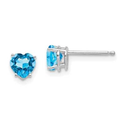 5mm Heart Blue Topaz Earrings 14k White Gold XE97WBT, MPN: XE97WBT, 883957110622