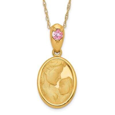 Heaven&#39;s Gift with 18 Inch chain October Necklace 14k Gold XU699