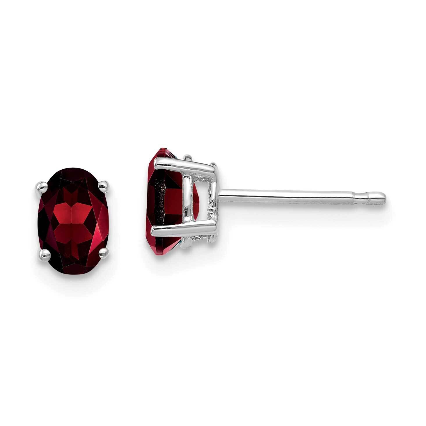 6x4mm Oval Garnet Earrings 14k White Gold XE86WGA, MPN: XE86WGA, 883957106663