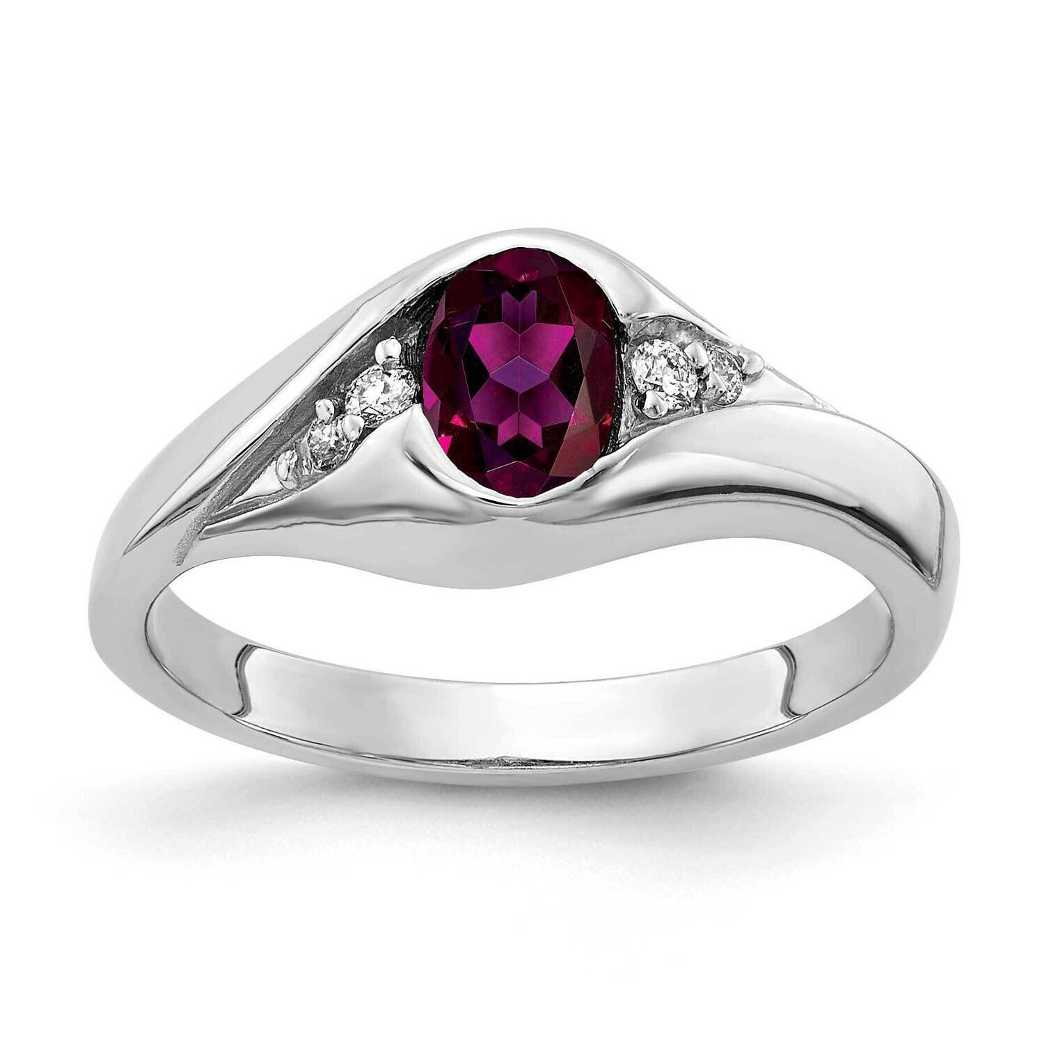 Rhodolite Garnet Diamond Ring 14k white Gold 6x4mm Oval Y2107RG/A, MPN: Y2107RG/A, 883957709529