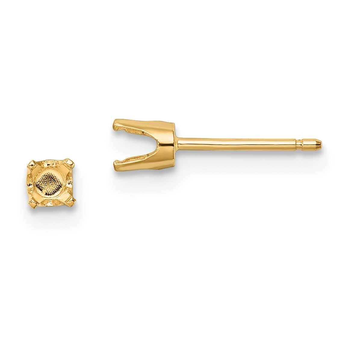 3.5mm Round Stud Earring Mounting with backs 14k Gold XD5, MPN: XD5,