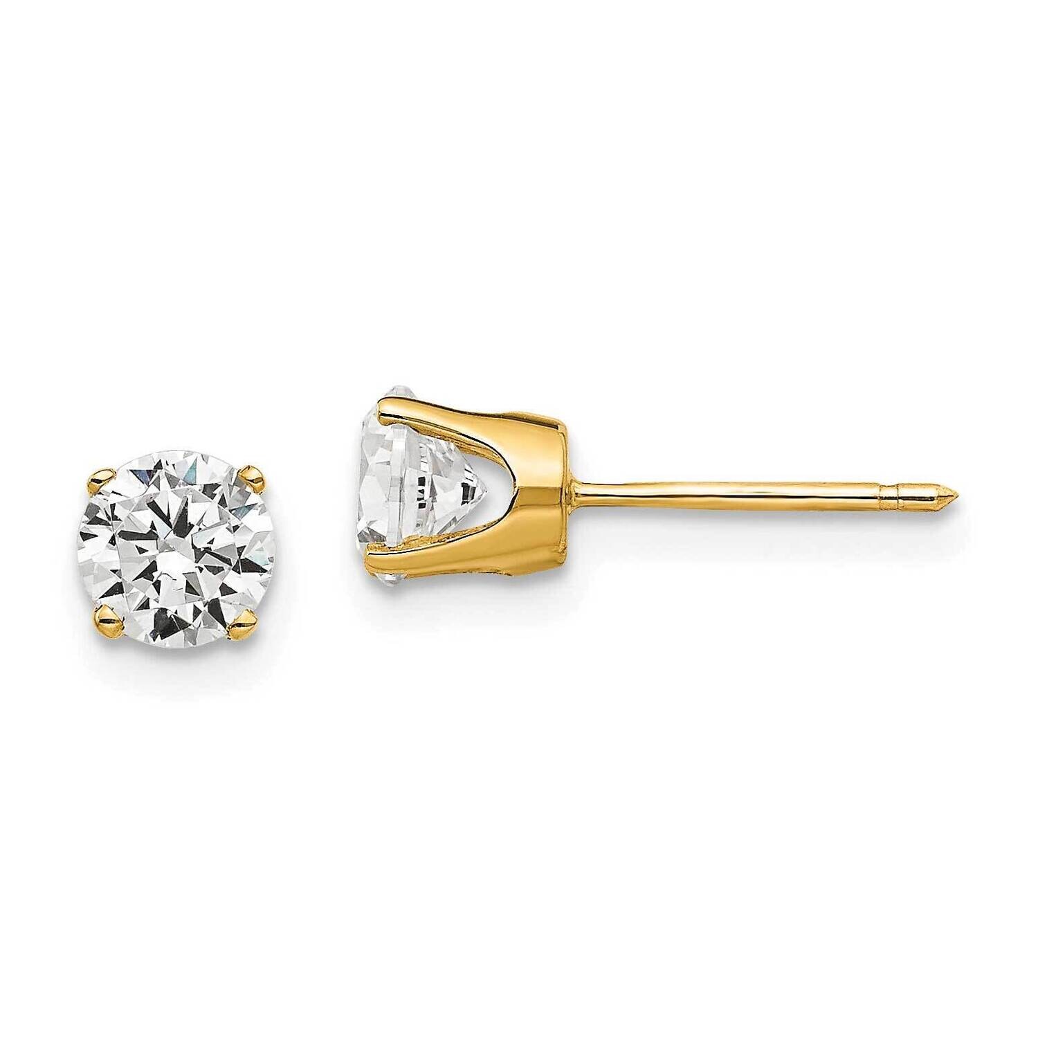 5mm Cubic Zirconia stud earrings 14k Gold XD10CZ Diamond
