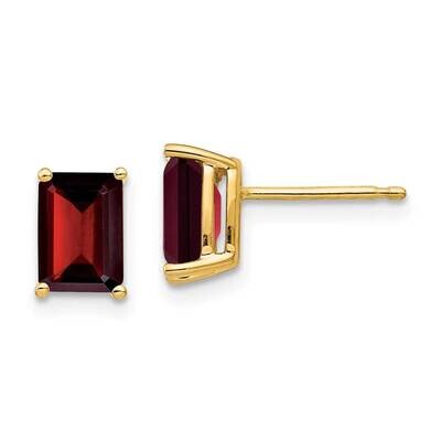 7x5mm Emerald Cut Garnet Earrings 14k Gold XE66GA, MPN: XE66GA, 883957095844