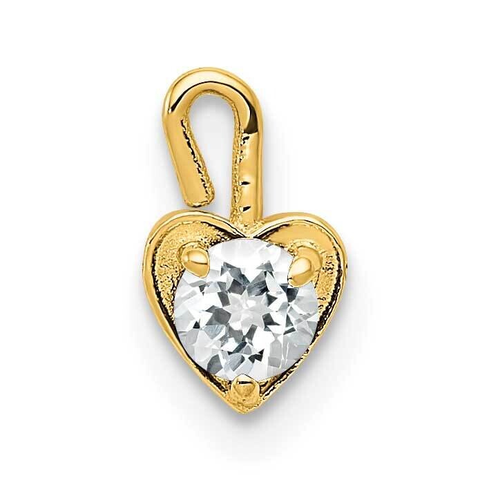 April Synthetic Birthstone Heart Charm 14k Gold M346