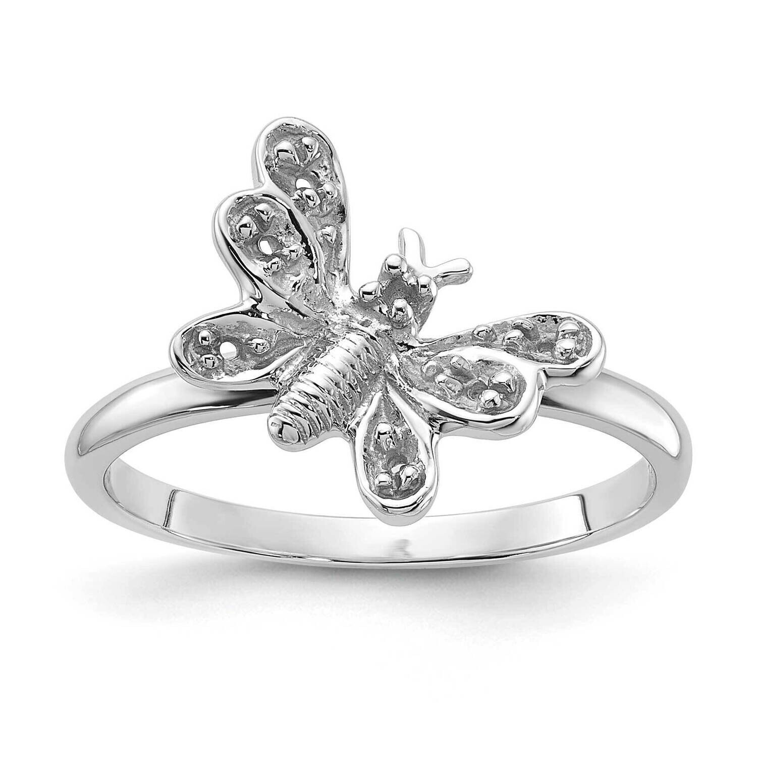 Polished .10ct. Diamond Butterfly Ring Mounting 14k White Gold Y1668