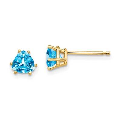 5mm Trillion Blue Topaz Earrings 14k Gold XE93BT, MPN: XE93BT, 883957109510