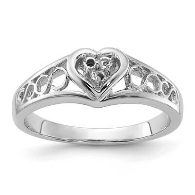 Polished .05ct. Diamond Heart Ring Mounting 14k White Gold Y1733, MPN: Y1733,