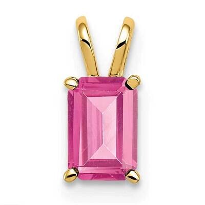 Pink Tourmaline pendant 14k Gold 6x4mm Emerald Cut XP419PT, MPN: XP419PT, 883957207070