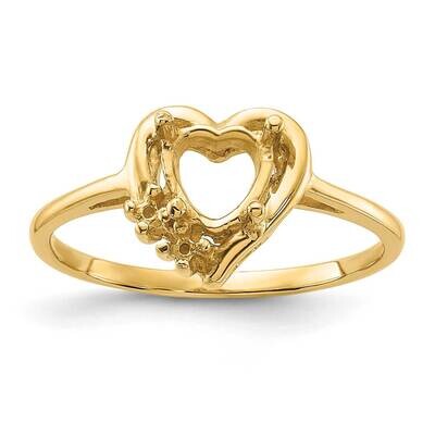 0.03ct. Diamond &amp; 6mm Heart Gemstone Ring Mounting 14k Gold Polished Y2233, MPN: Y2233,