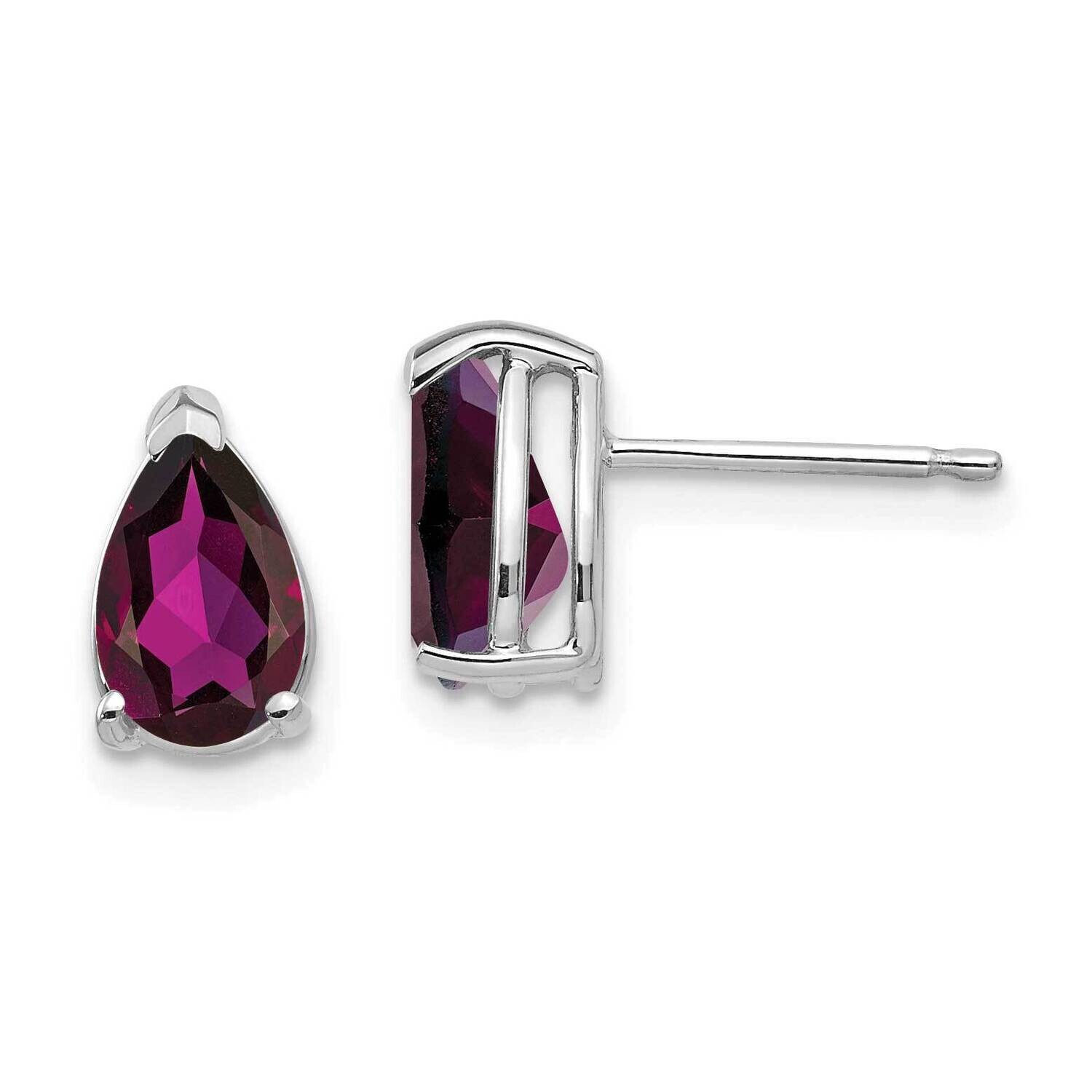 8x5mm Pear Rhodolite Garnet Earrings 14k White Gold XE81WRG, MPN: XE81WRG, 883957224886