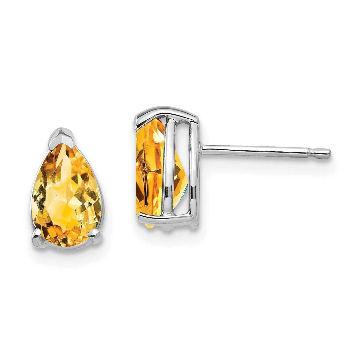 8x5mm Pear Citrine Earrings 14k White Gold XE81WCI, MPN: XE81WCI, 883957103693
