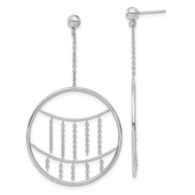 Circle with Ball Dangl 14K White Gold  YE958