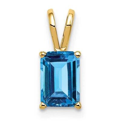 8x6mm Emerald Cut Blue Topaz pendant 14k Gold XP421BT, MPN: XP421BT, 883957207179
