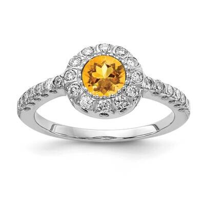 5mm Citrine Diamond Ring 14k white Gold X9641CI/A, MPN: X9641CI/A, 883957371818