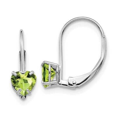 5mm Heart Peridot Leverback Earrings 14k White Gold XLB120WPE, MPN: XLB120WPE, 883957129761
