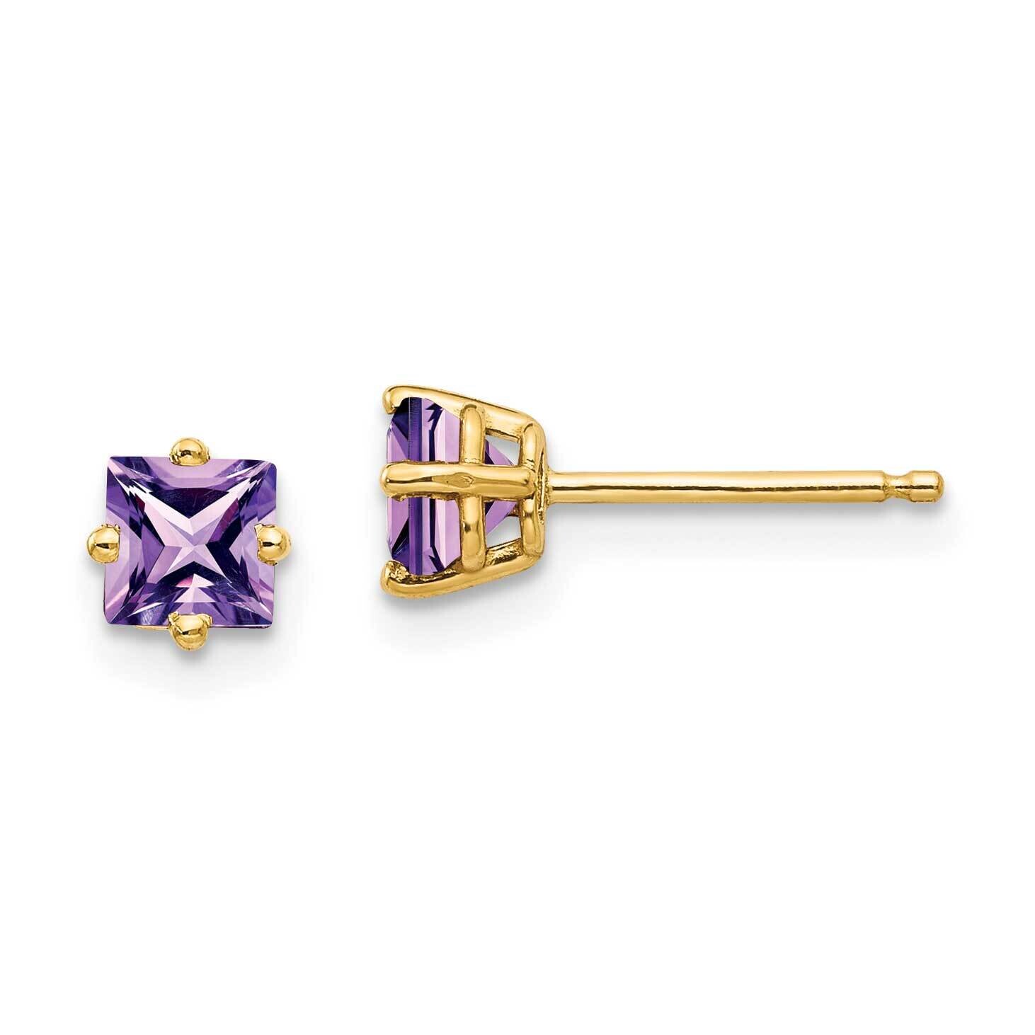 4mm Princess Cut Amethyst Earrings 14k Gold XE60AM, MPN: XE60AM, 883957093680