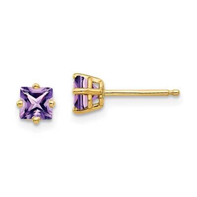 4mm Princess Cut Amethyst Earrings 14k Gold XE60AM, MPN: XE60AM, 883957093680
