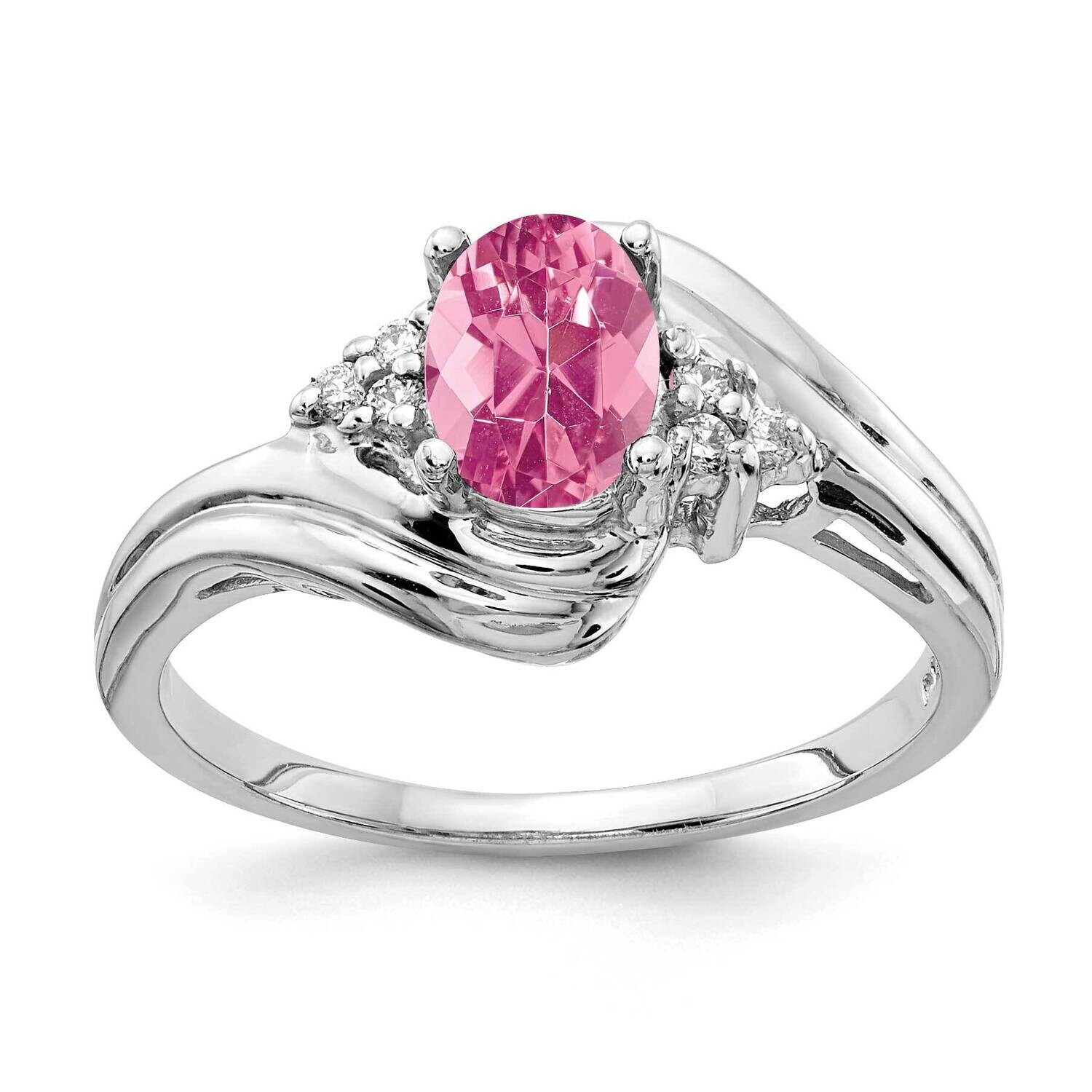 Pink Tourmaline Diamond Ring 14k white Gold 7x5mm Oval Y2222PT/A