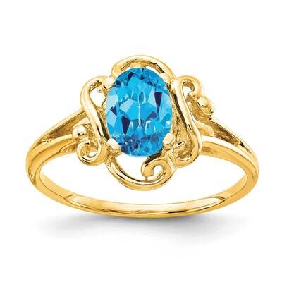 7x5mm Oval Blue Topaz ring 14k Gold Y2227BT, MPN: Y2227BT, 883957712826