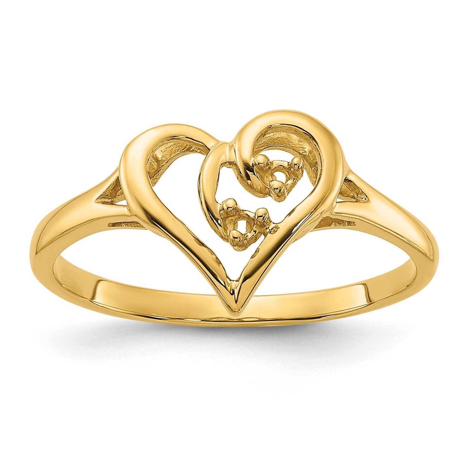0.03ct. Diamond Heart Ring Mounting 14k Gold Polished Y1774