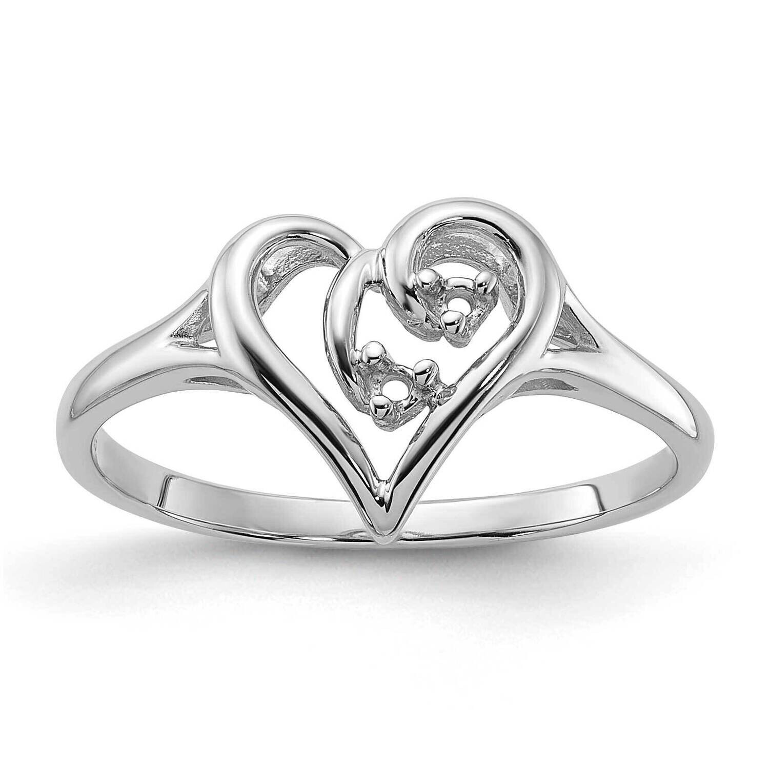 Polished Heart Ring Mounting 14k White Gold Y1775, MPN: Y1775,
