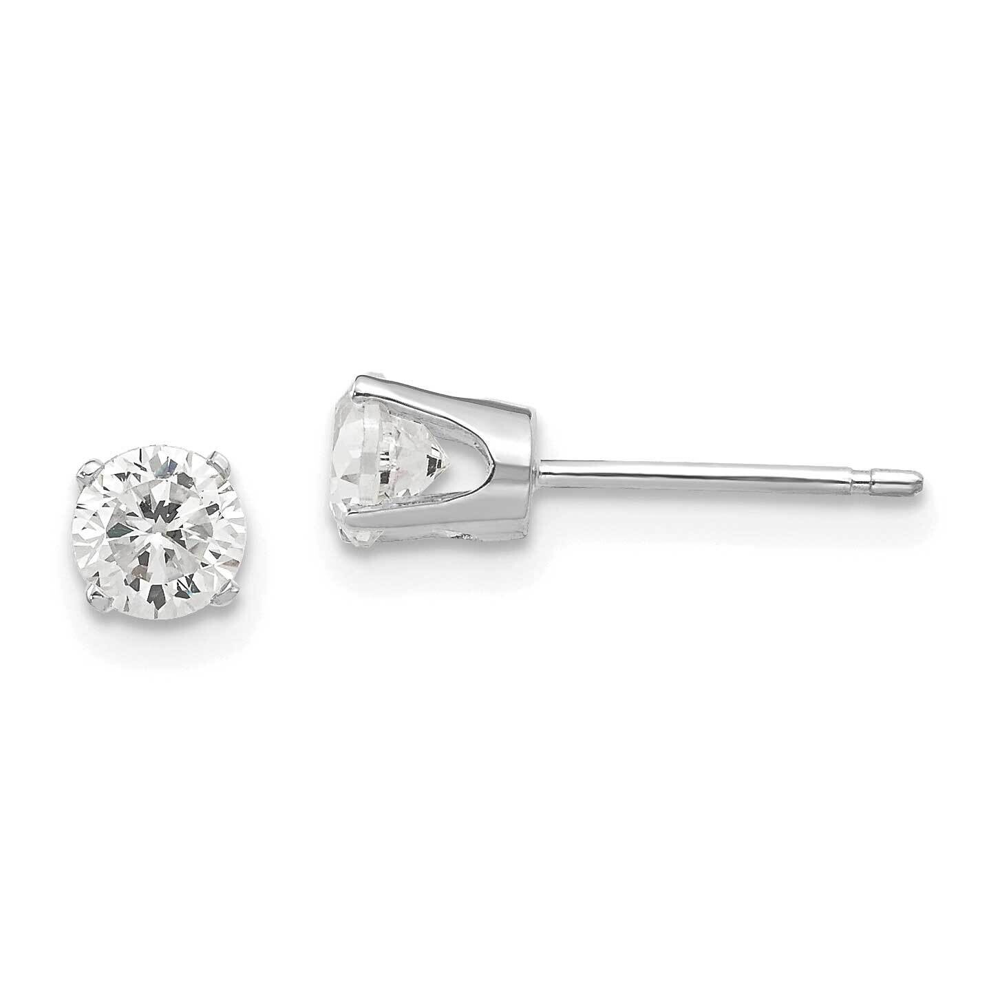 4.25mm Synthetic Diamond stud earrings 14k White Gold XD8WCZ