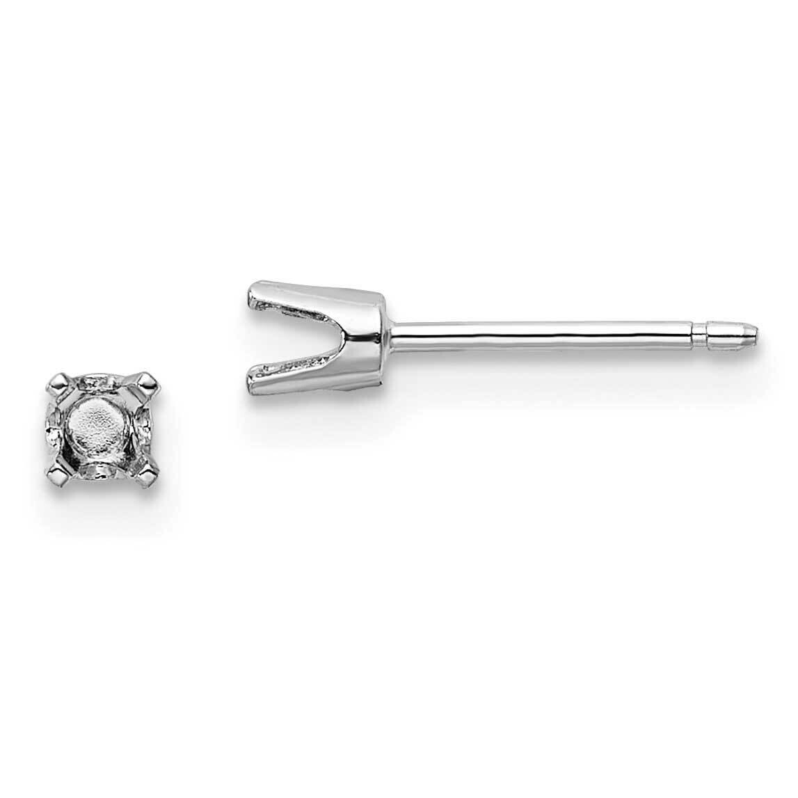 2.75mm Round Stud Earring Mounting with backs 14k White Gold XD2W
