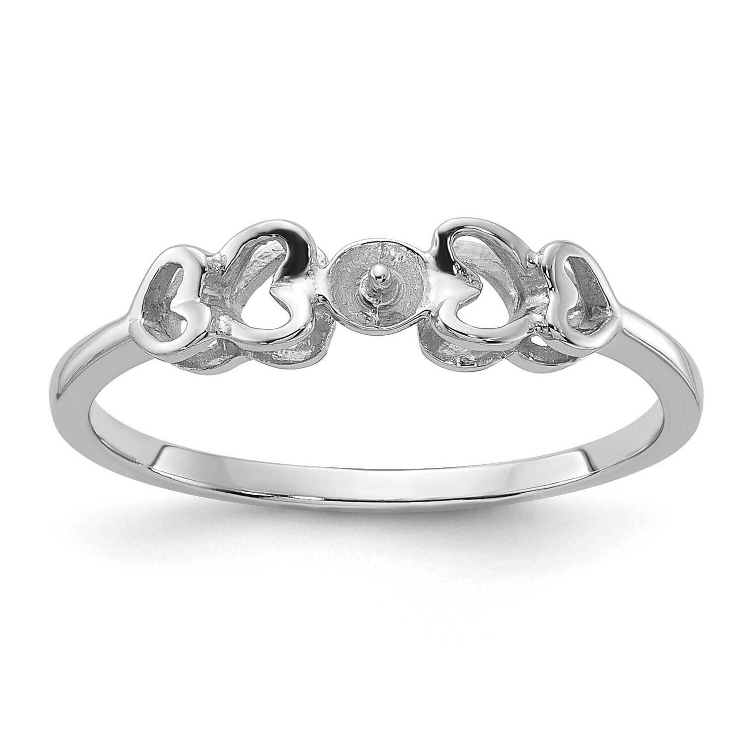 Polished Cultured Pearl Heart Ring Mounting 14k White Gold Y1870