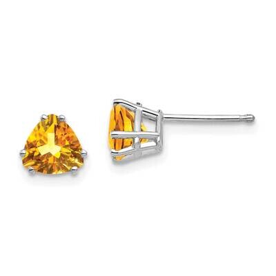 Citrine Diamond Trillion Stud Earrings 14k Gold XE94WCI, MPN: XE94WCI, 883957109916