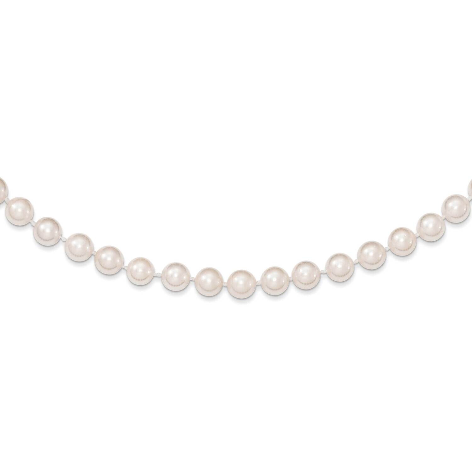 6-7mm Round White Saltwater Akoya Cultured Pearl Necklace 24 Inch 14k Gold PL60A-24