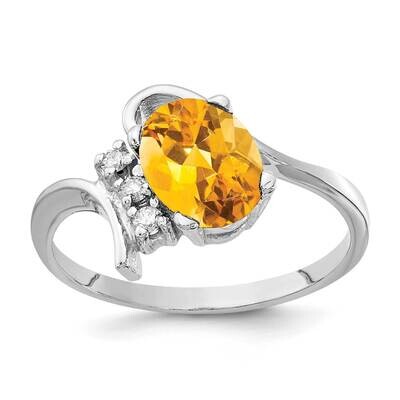 8x6mm Oval Citrine Diamond Ring 14k White Gold Y2217CI_AA, MPN: Y2217CI_AA, 883957558028